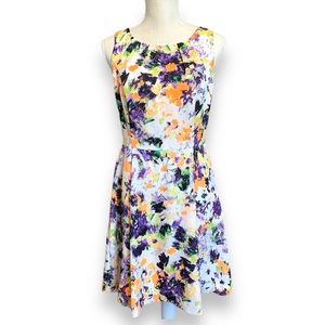 MAEVE By ANTHROPOLOGIE | Neon Print Fit and Flare Dress Size 4